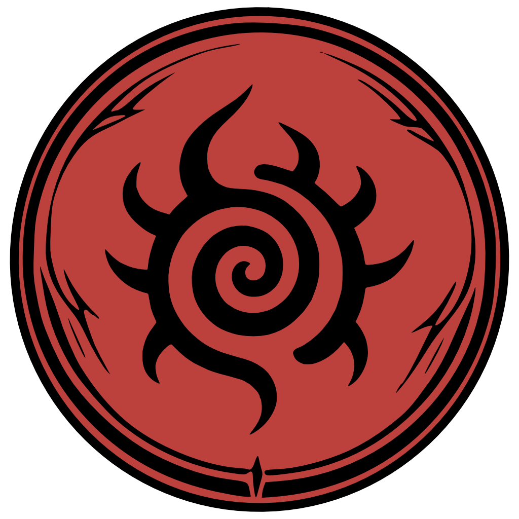 Thorn soulmark symbol from Chronicles of Arynbel, shown as a circular red emblem with a black barbed spiral glyph.