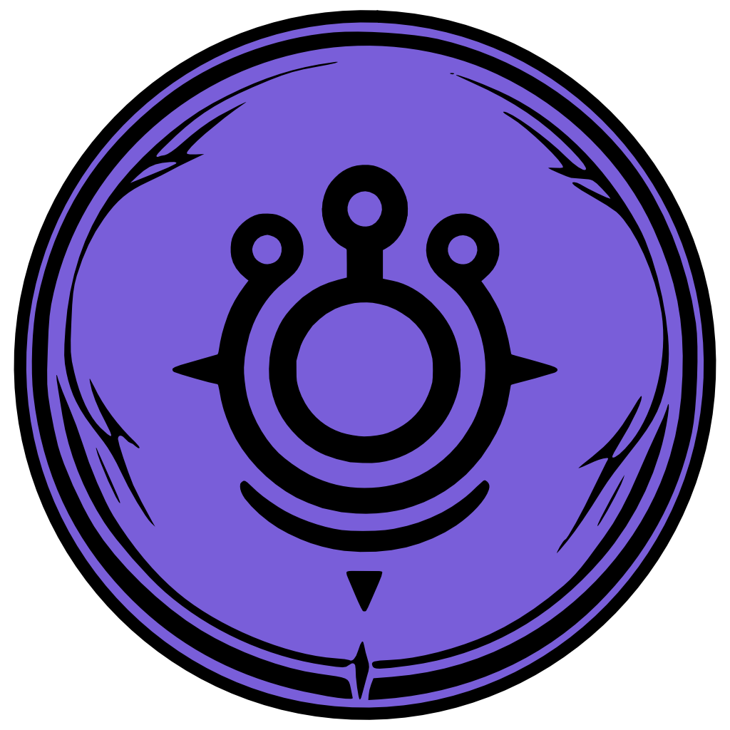 Crown soulmark symbol from Chronicles of Arynbel, shown as a circular grey emblem with a black crown-like sacred glyph.