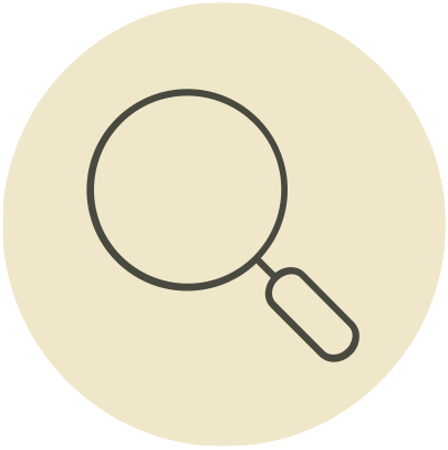 Magnifying glass icon representing diagnostics