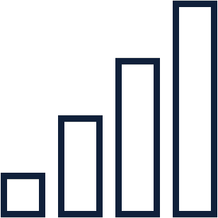 Bar chart icon representing outcomes and measurable impact