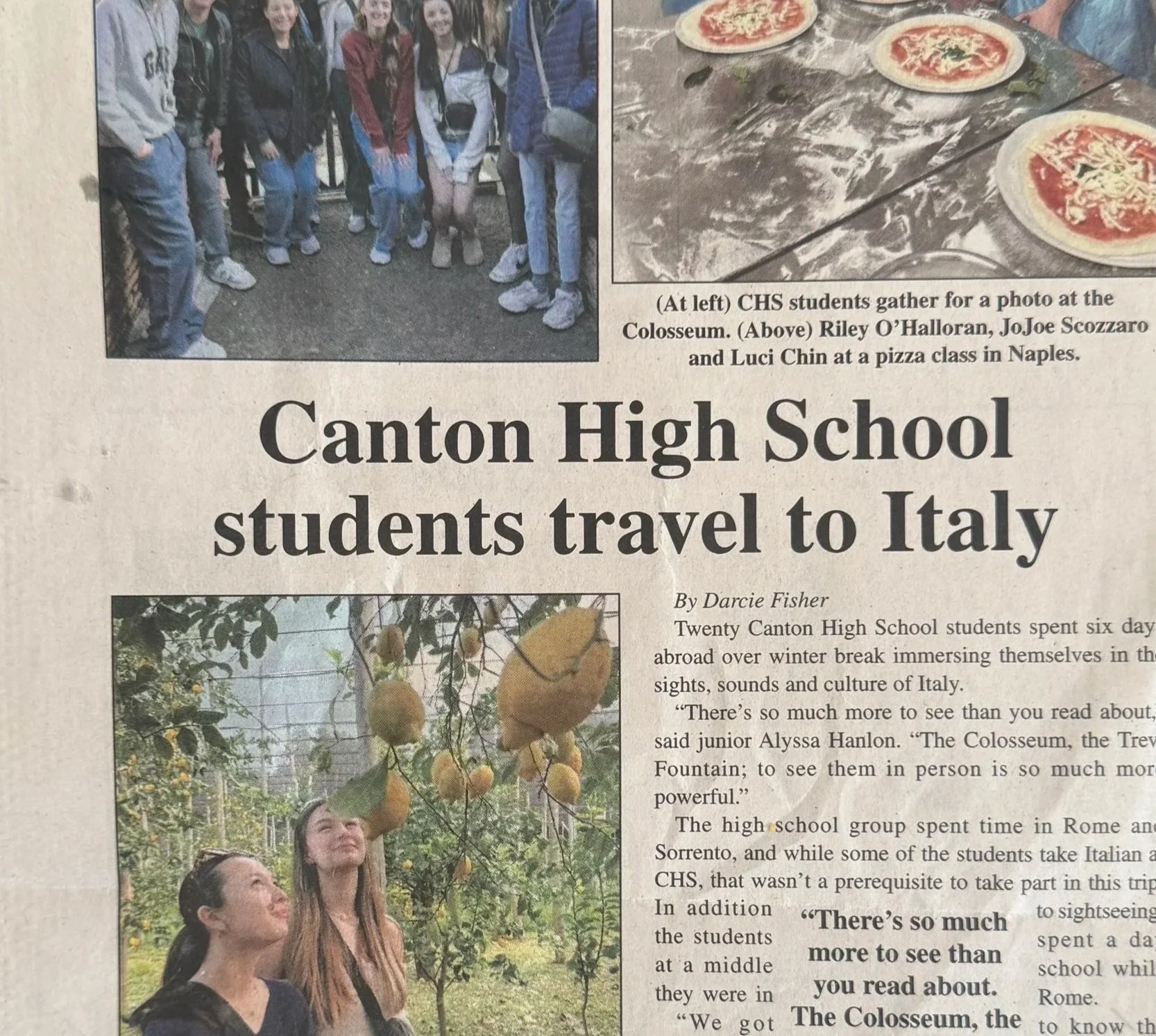 Canton High School Students Travel to Italy