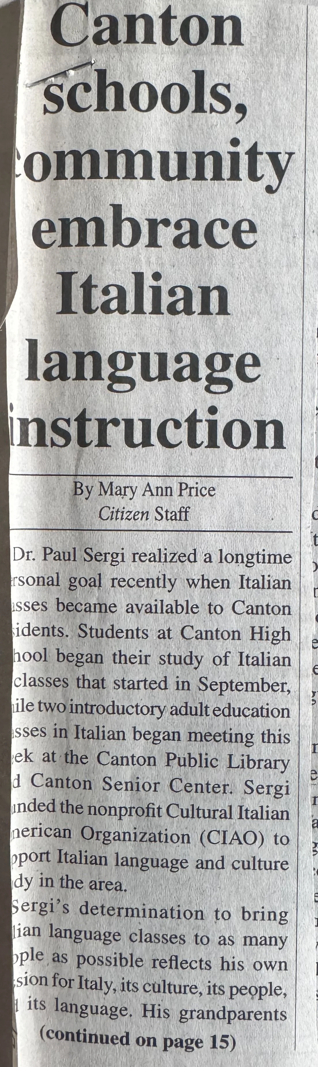 Canton schools, community embrace: Italian language instruction