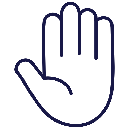 icon of hand with palm facing forward and all 5 fingers visible