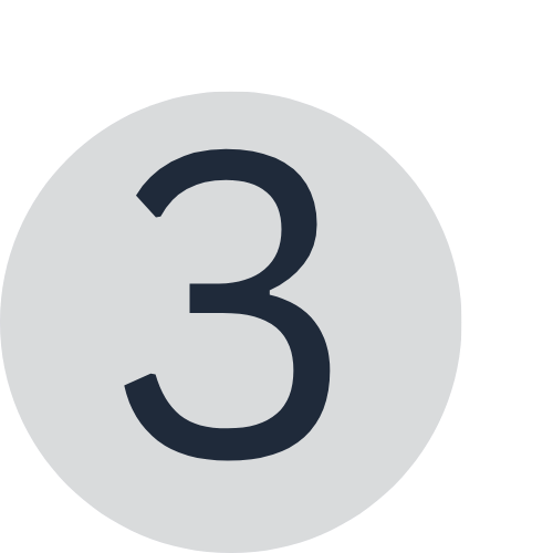 Muted navy blue circle with a 3 inside