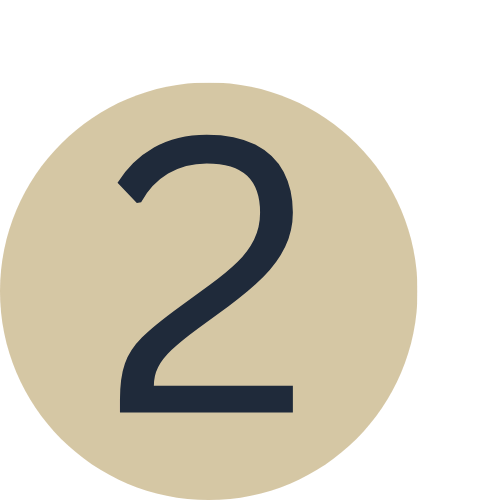 Muted gold circle with a 2 inside