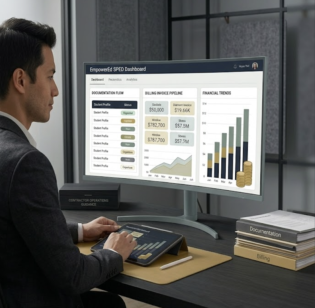 Reviewing special education documentation and billing dashboard