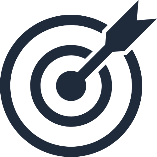 navy blue target with arrow hitting the center