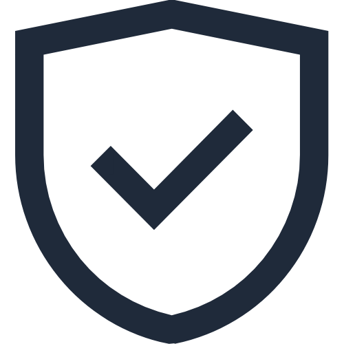 Navy blue shield with a checkmark inside
