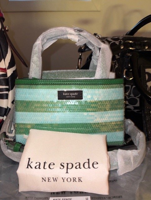 Kate Spade Sam Icon Seaside Stripe Sequin Mini Tote