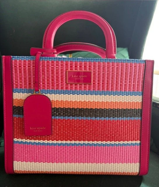 Kate Spade Manhattan Small Tote and Crossbody with Pink Multicolored Stripes