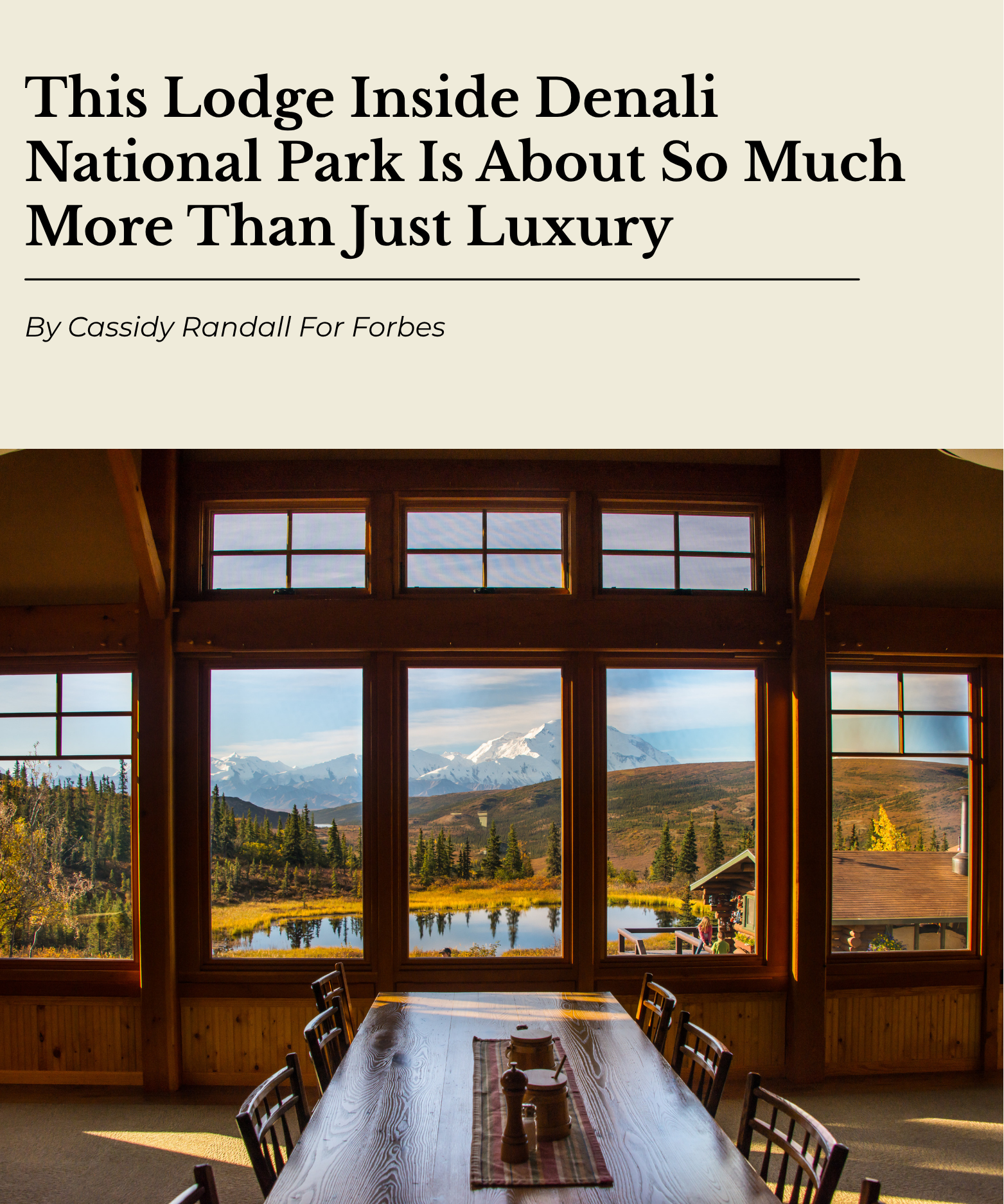 Camp Denali featured in Forbes