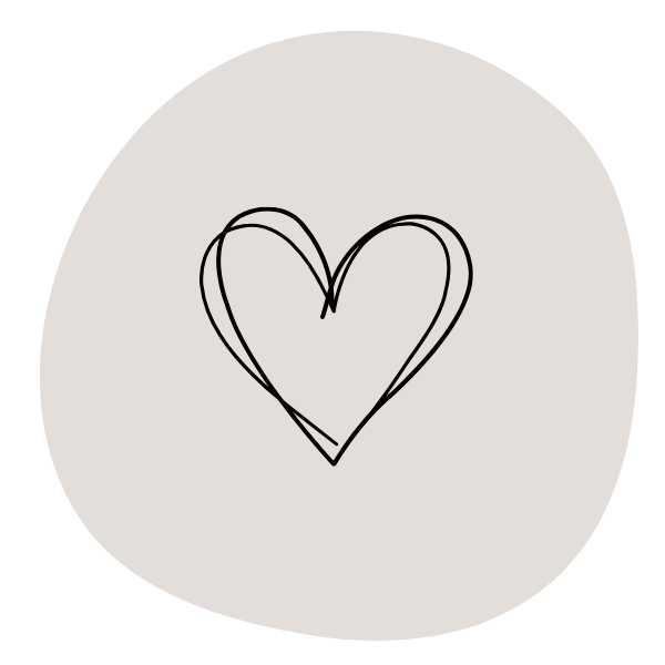 A simple black outline of a heart inside a circle on a light grey background.