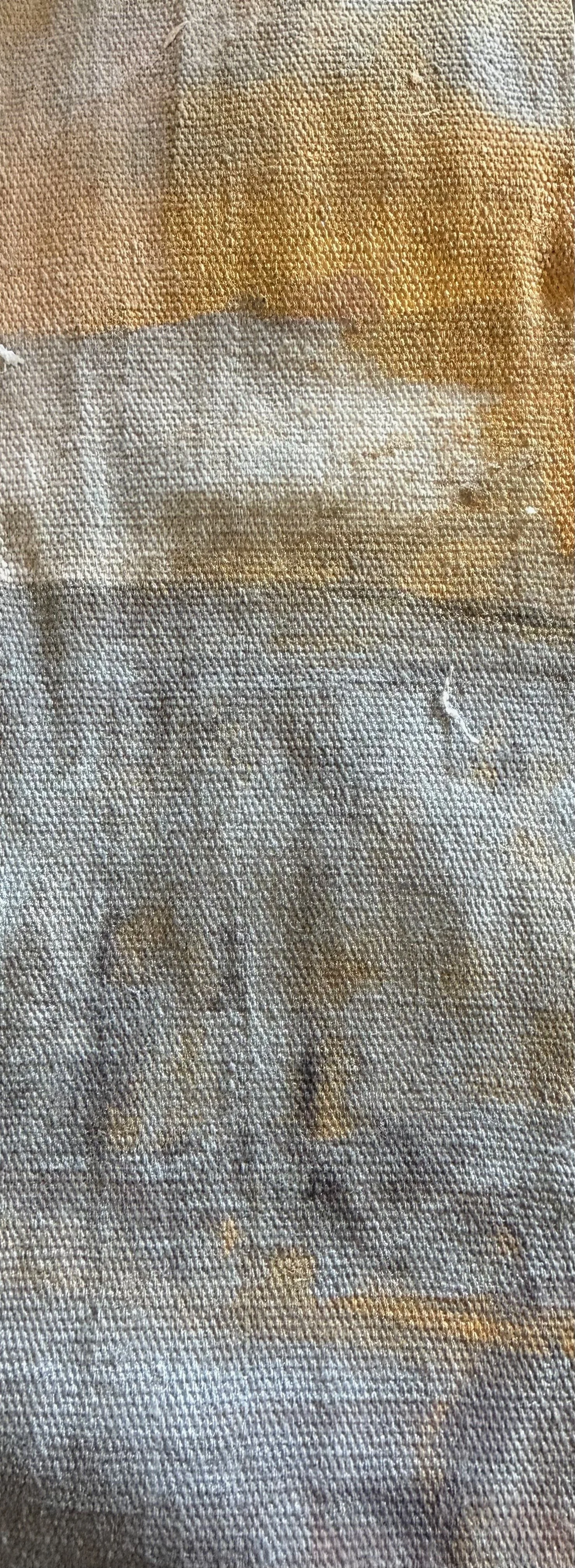 Abstract painting swatch by Devorah Ungerleider with gold and grey colors.