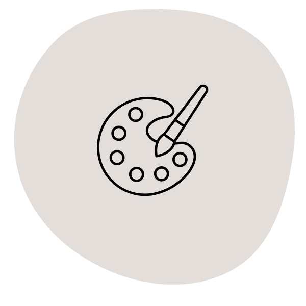 Icon of a paint palette with a paintbrush, representing art or painting.