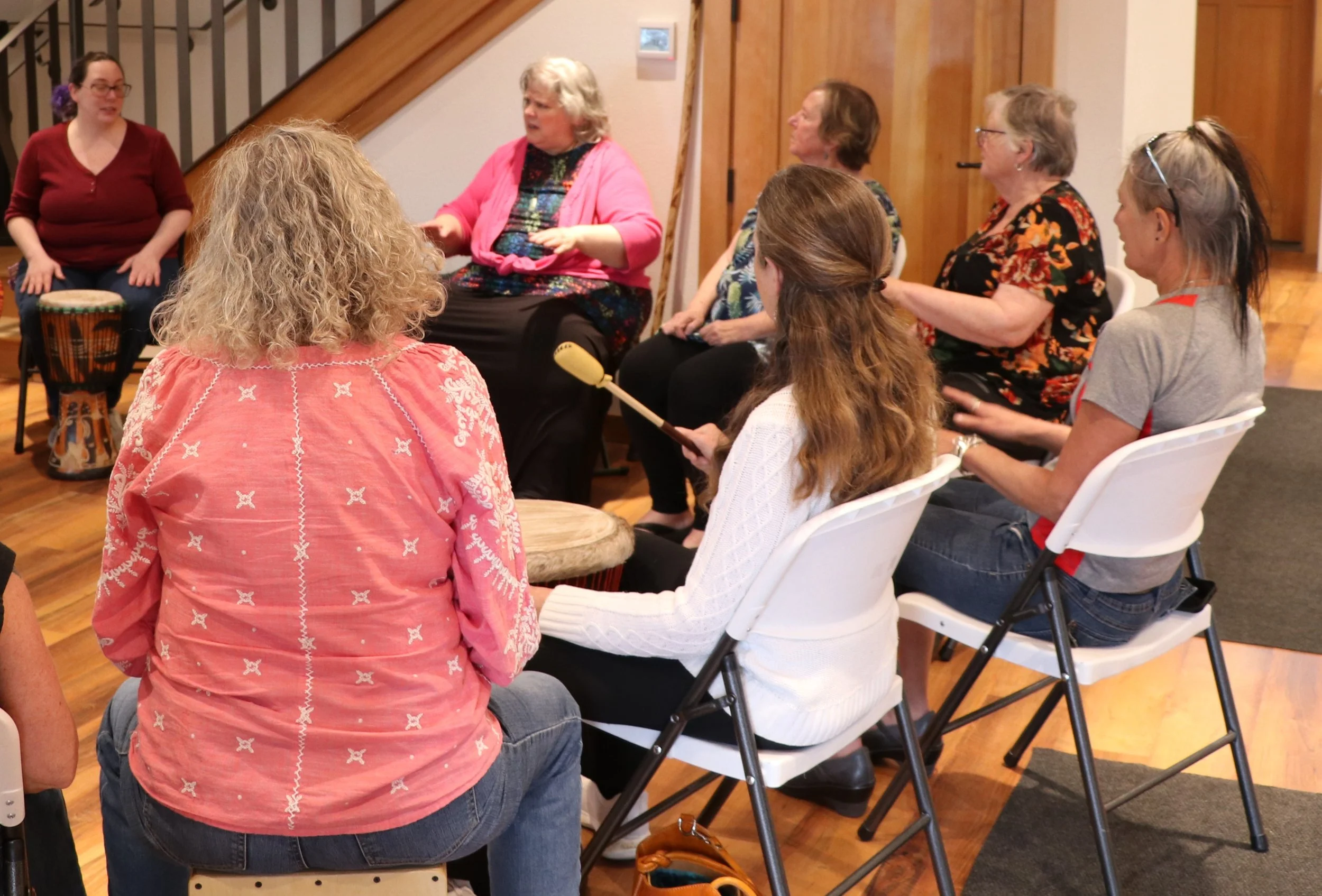 people in a drum circle