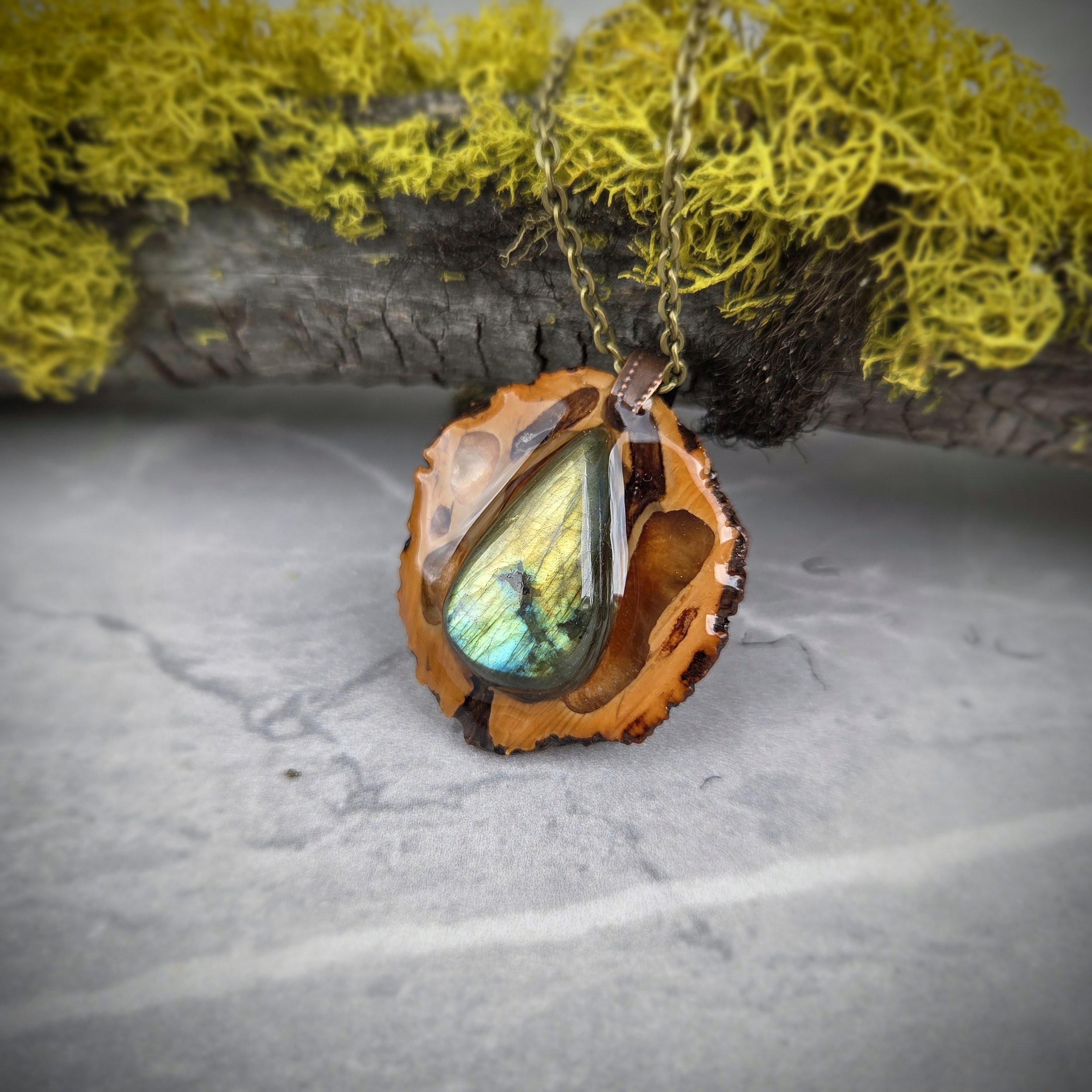 Laboradite Walnut Necklace