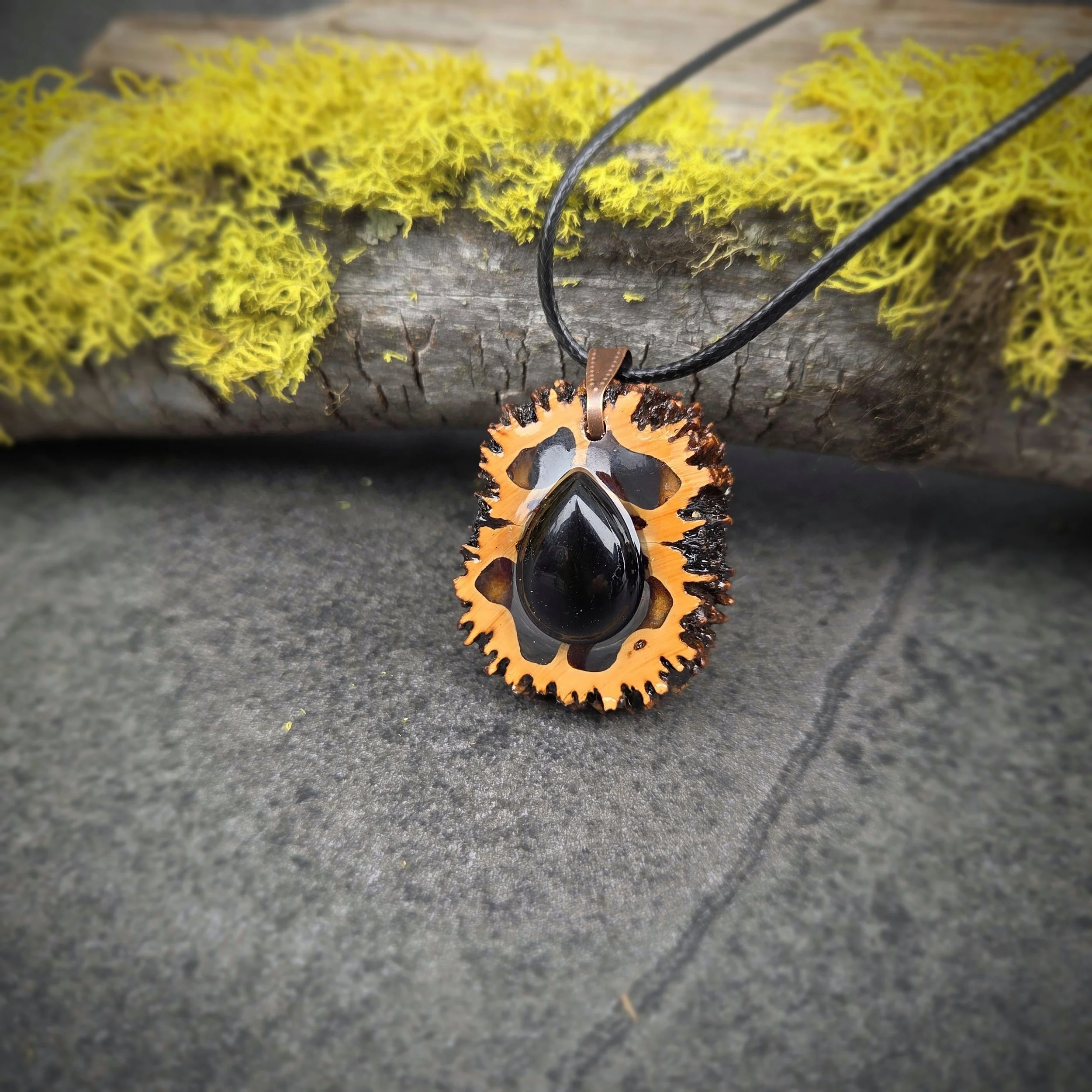 Black Agate Walnut Necklace