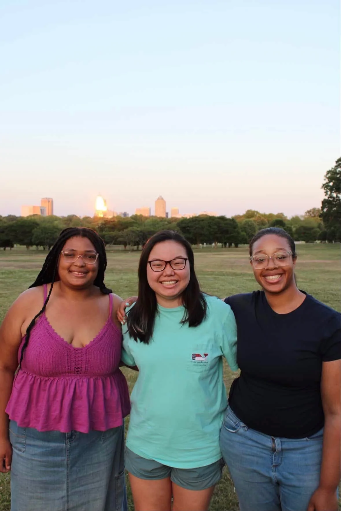 Hanging out at sunset with Raleigh skyline in the background.