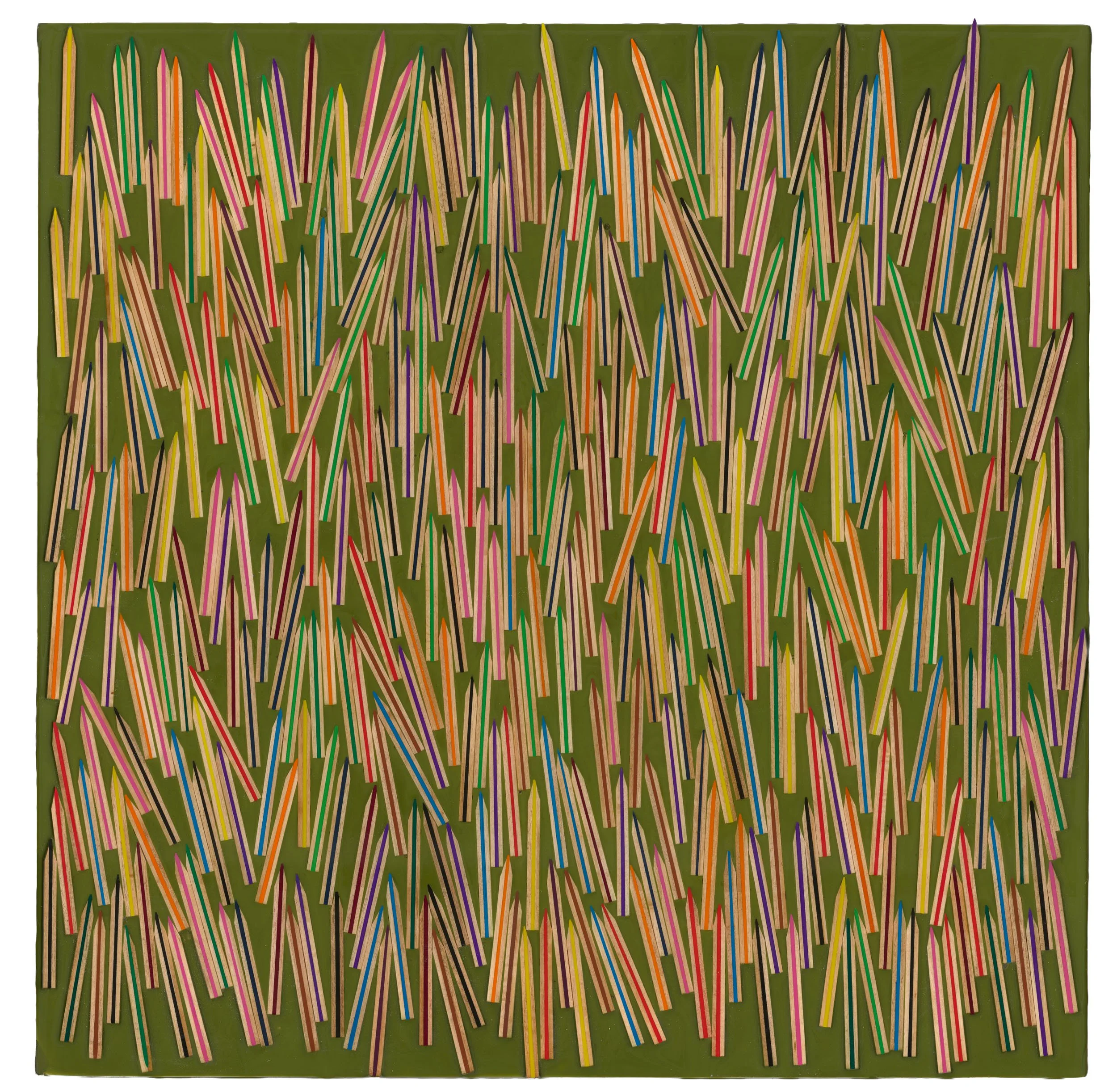 Align points up 2026 24” x 24” Dissected Pencils in tinted epoxy on plywood