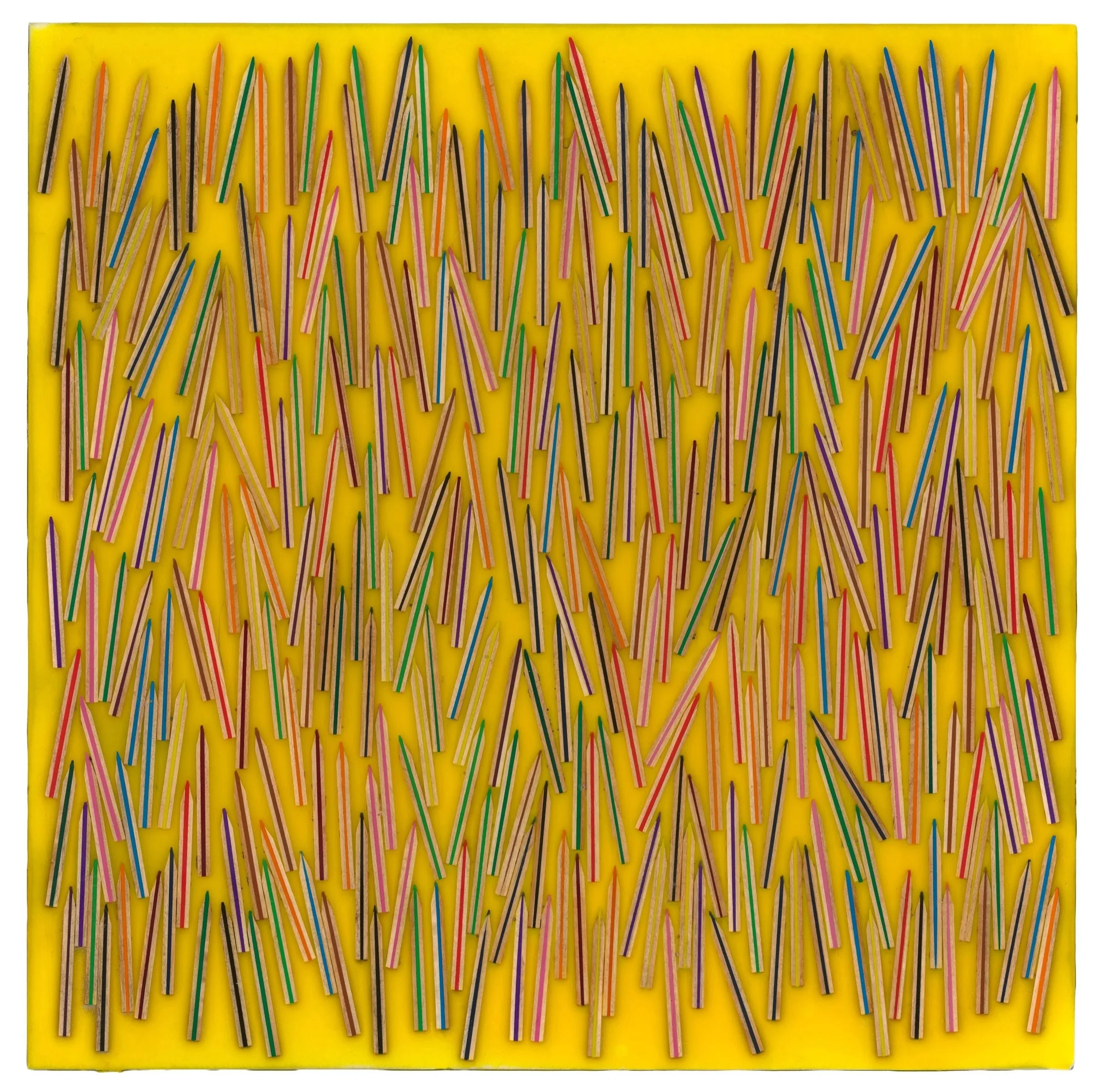 Align points up 2026 24” x 24” Dissected Pencils in tinted epoxy on plywood