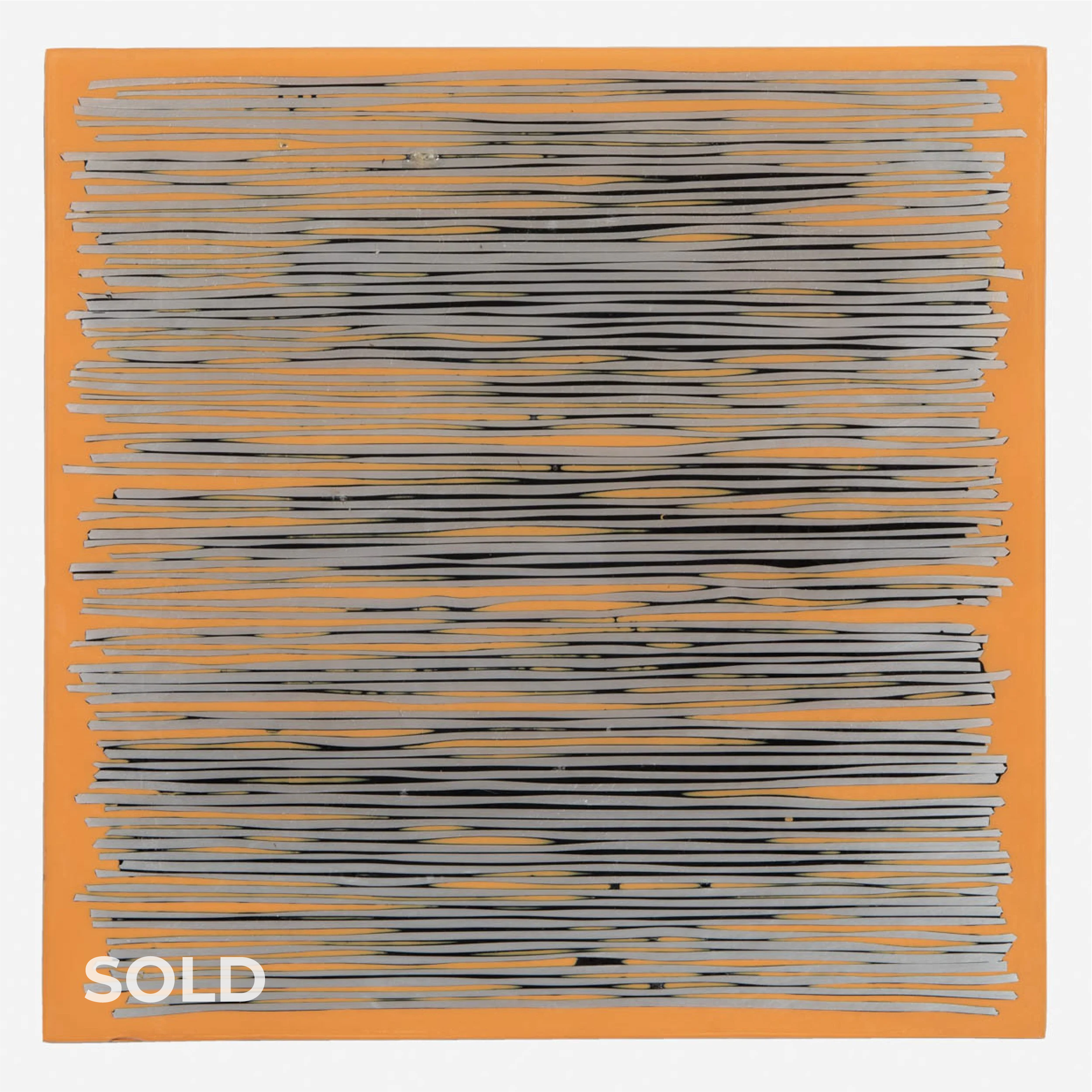 Silver Lines on Black and Orange (2004) 12" x 12" Tinted epoxy and aluminum wire on aluminum plate