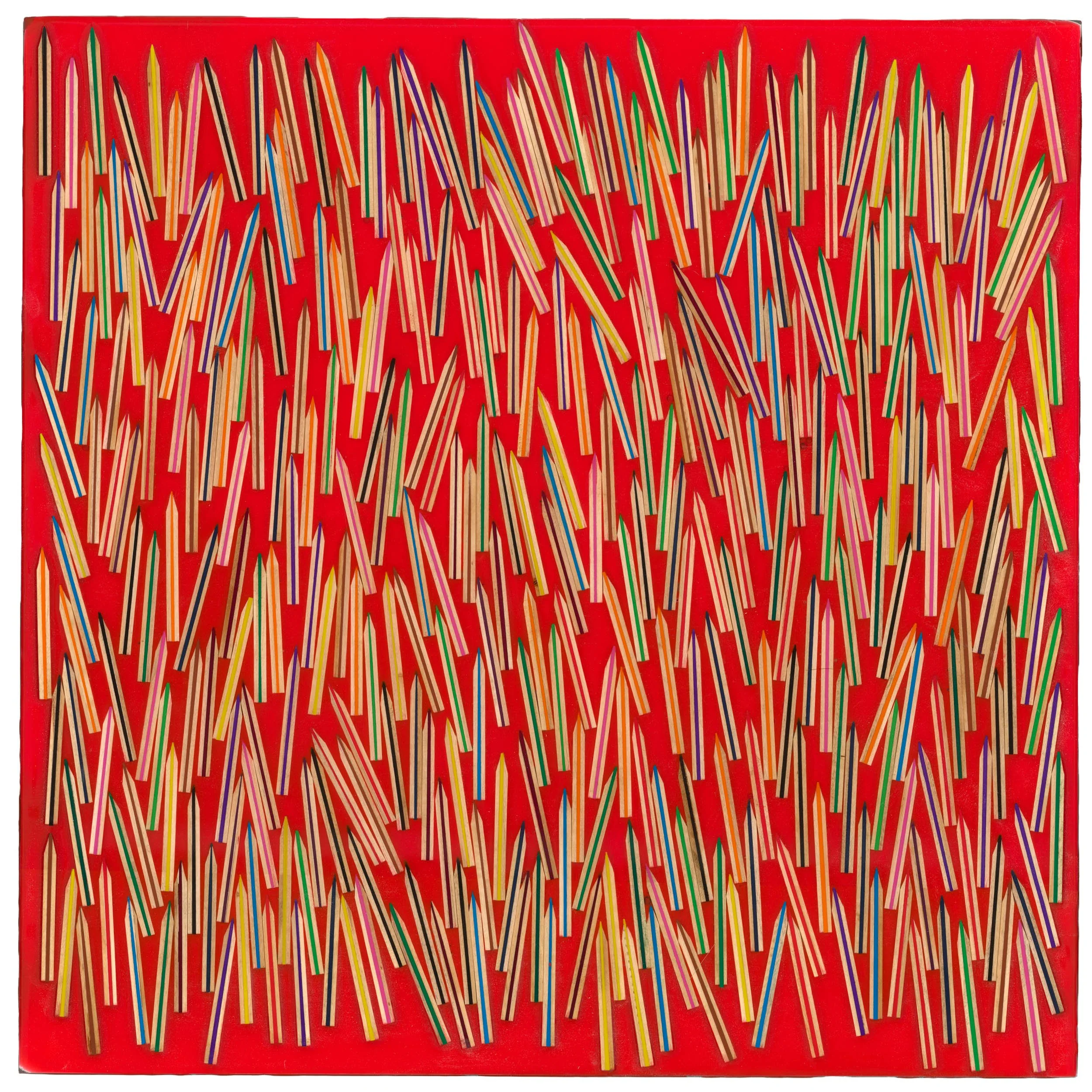 Align points up 2026 24” x 24” Dissected Pencils in tinted epoxy on plywood
