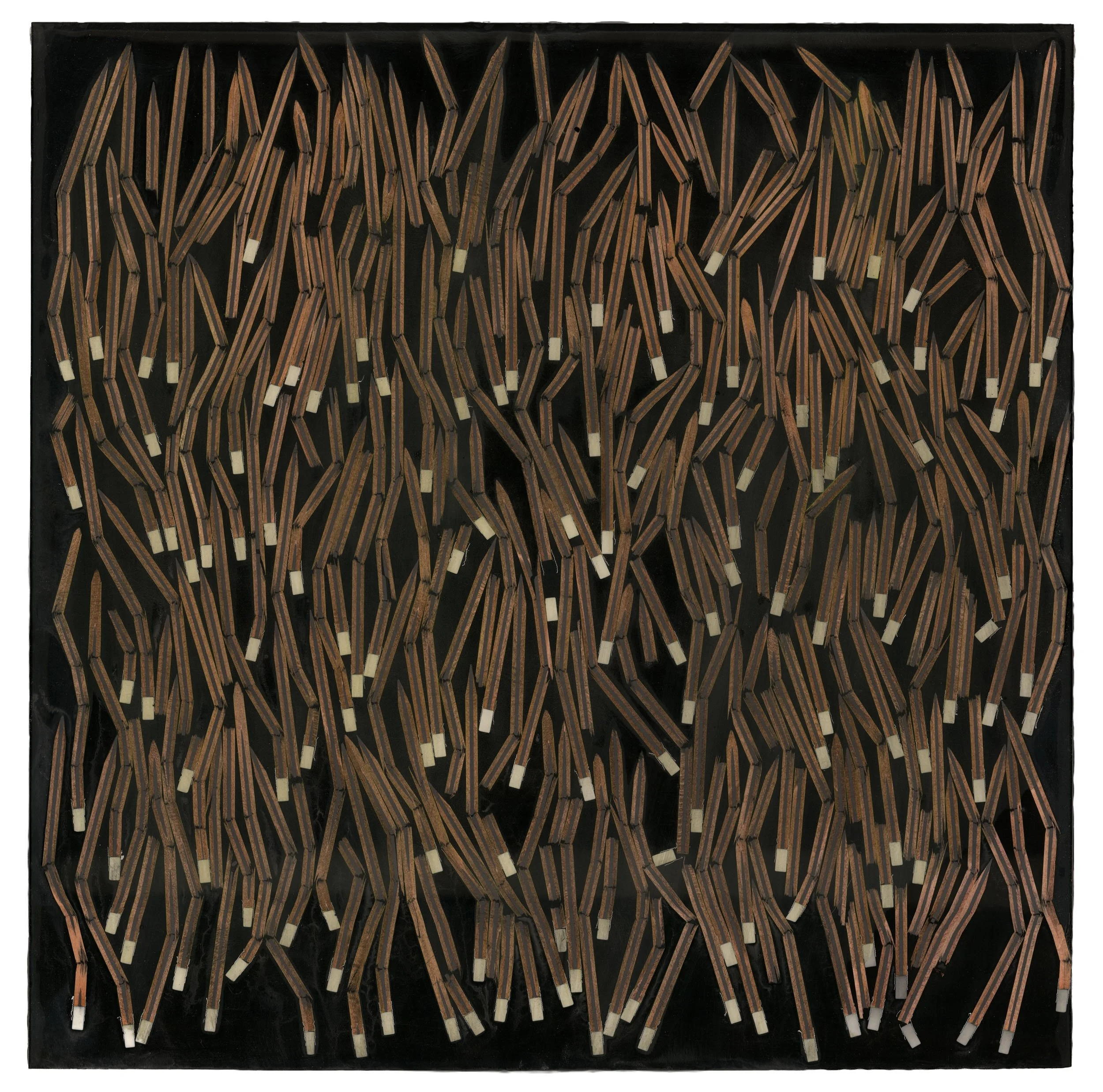broken pencils 2019 24” x 24” Dissected Pencils in tinted epoxy on plywood
