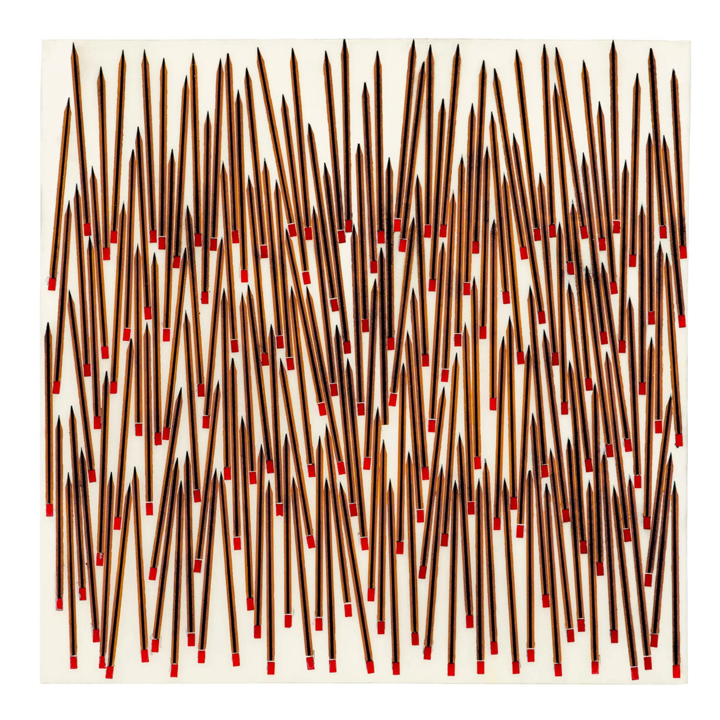Number 2 pencils on White (2011) 24" x 24" Dissected Pencils in tinted epoxy on plywood