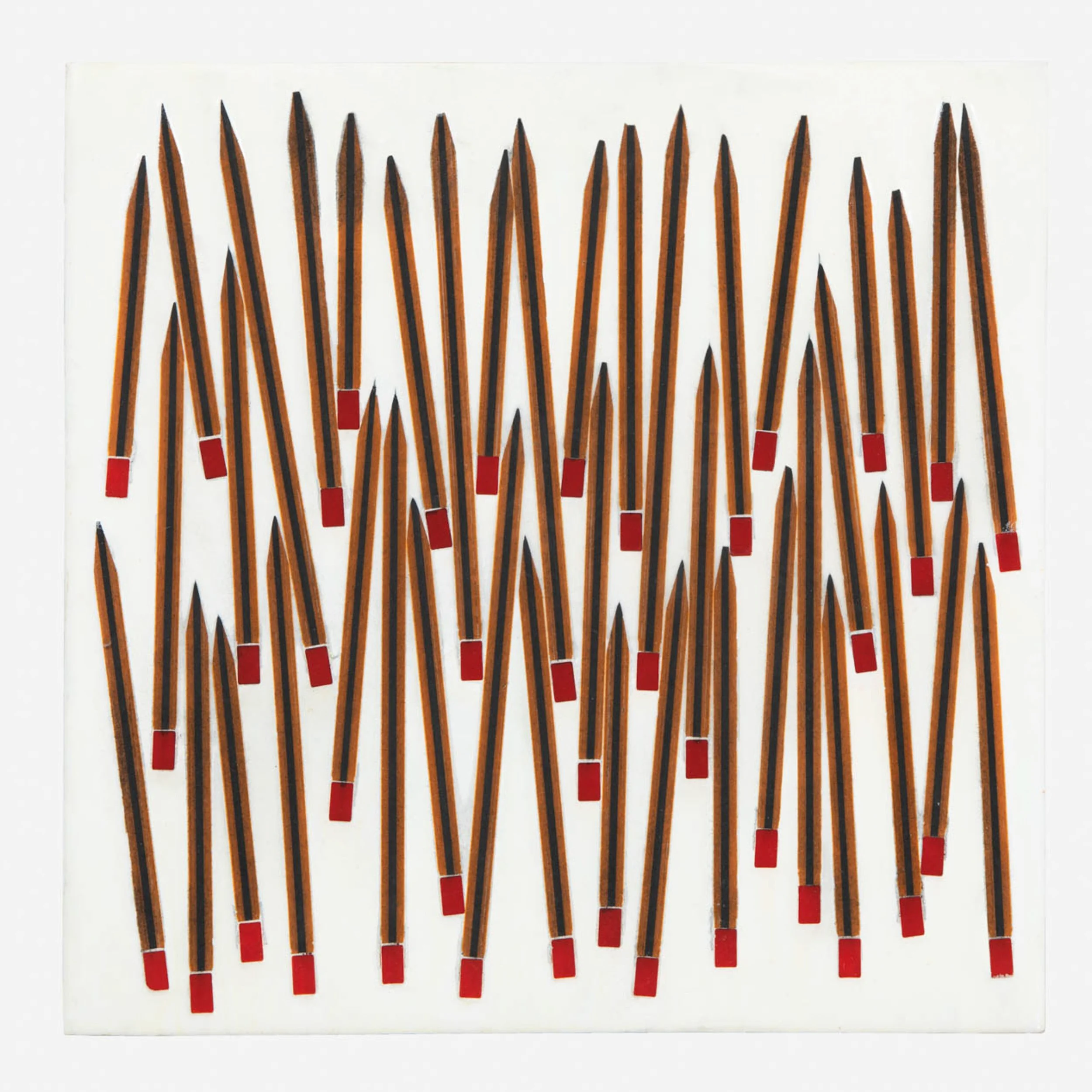 Number 2s on White Dissected Pencils in tinted epoxy on plywood 12" x 12"