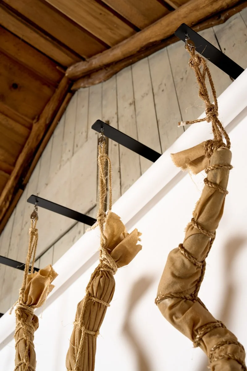 (2026) Mountain Laurel, canvas, jute rope and lead weights