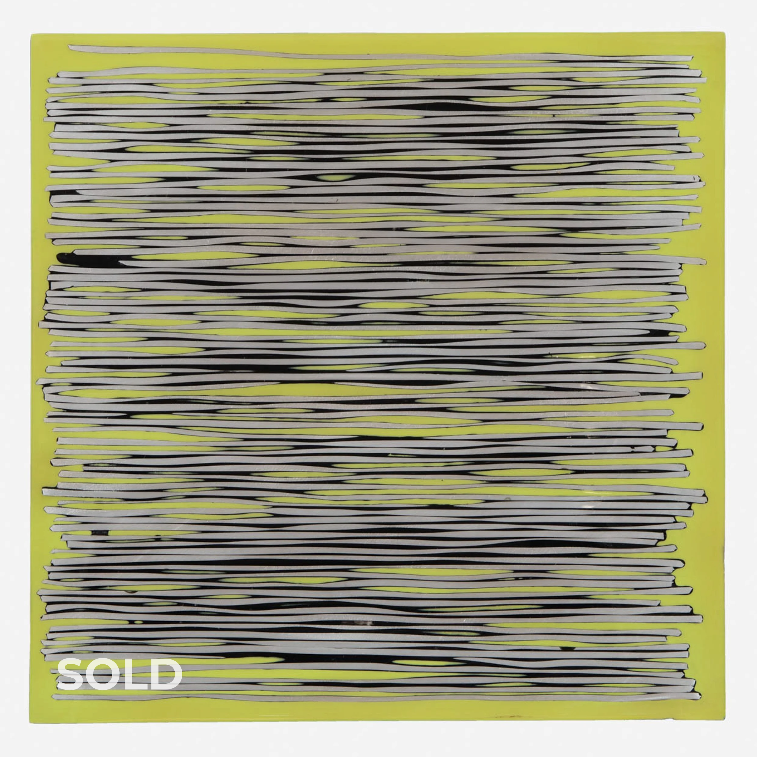 Silver Lines on Black and Green (2004) 12" x 12" Tinted epoxy and aluminum wire on aluminum plate