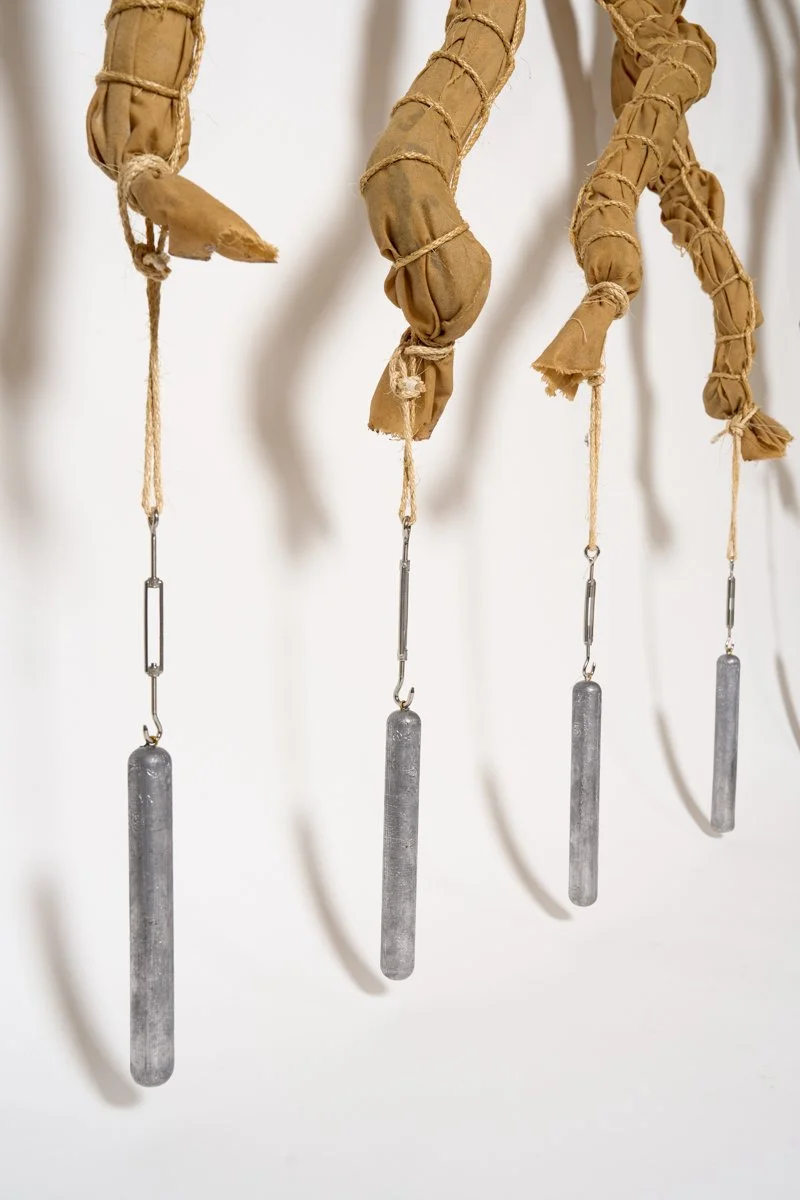 (2026) Mountain Laurel, canvas, jute rope and lead weights