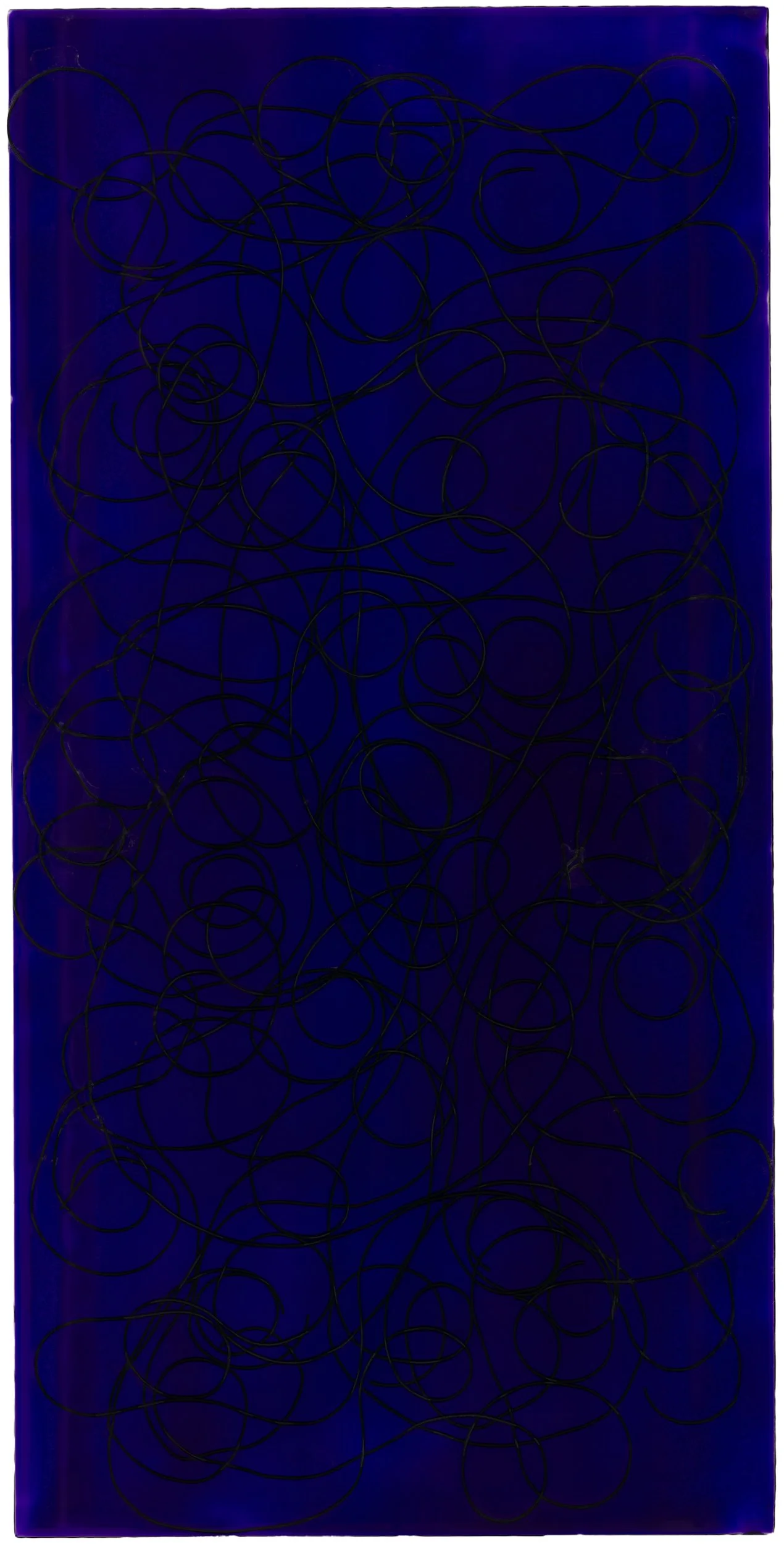 Black Swirls on Violet (2026) 24" x 48" Monofilament in tinted epoxy