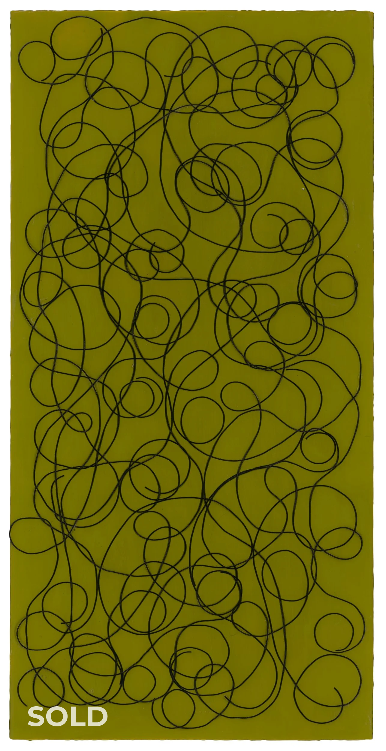 Black Swirls on Green (2026) 24" x 48" Monofilament in tinted epoxy