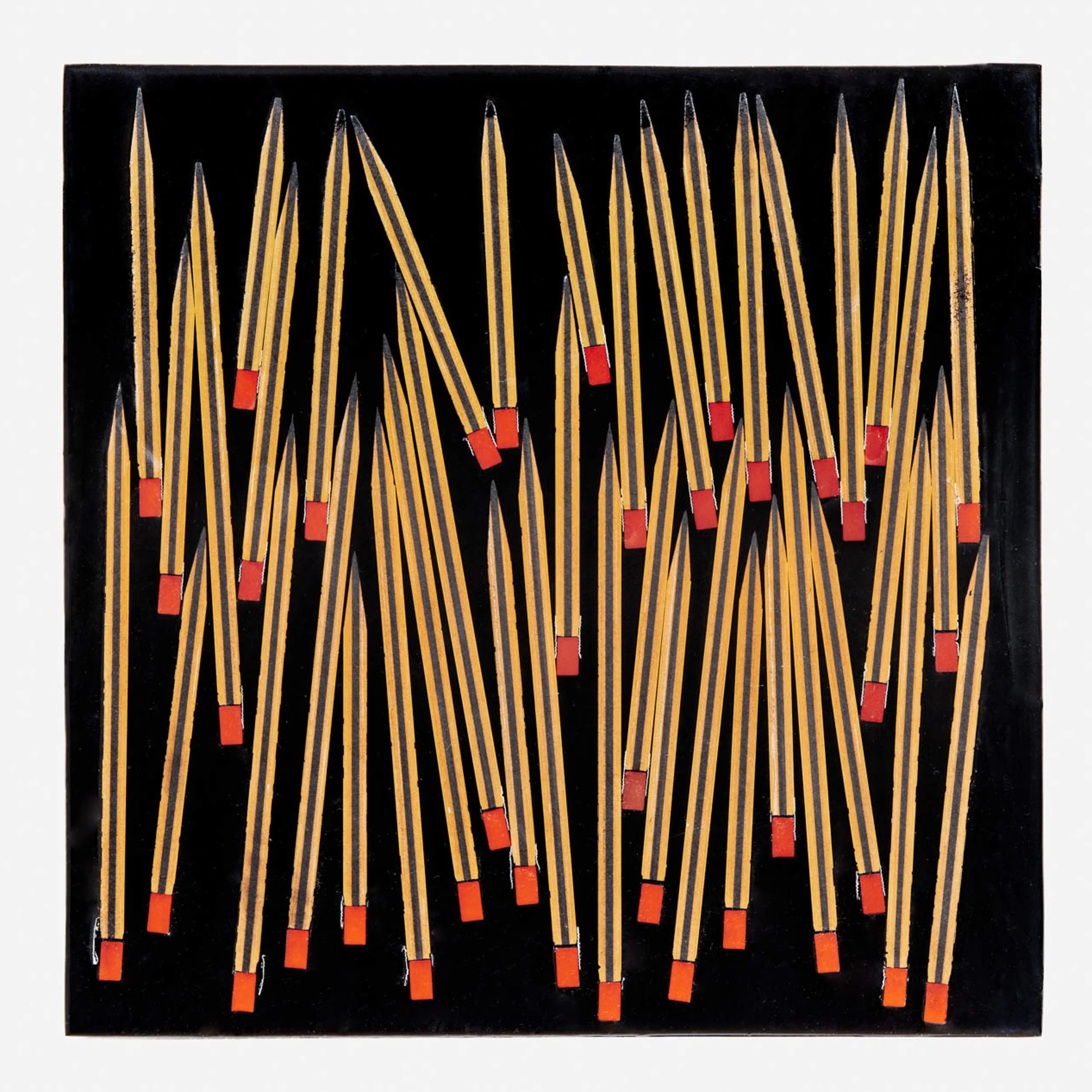 Number 2s on Black 1 (2011) 12" x 12" Dissected Pencils in tinted epoxy on plywood