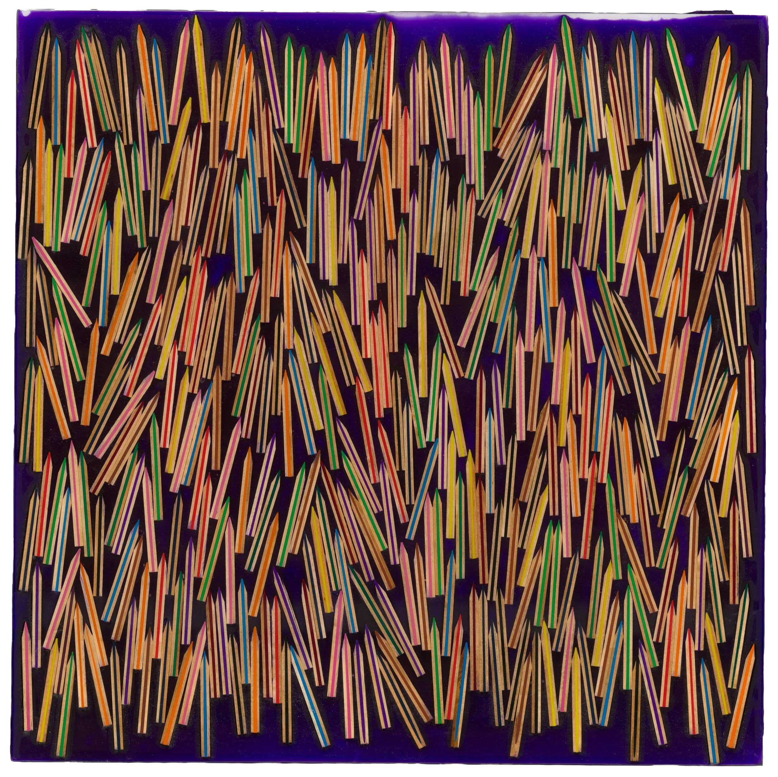 Align points up 2026 24” x 24” Dissected Pencils in tinted epoxy on plywood