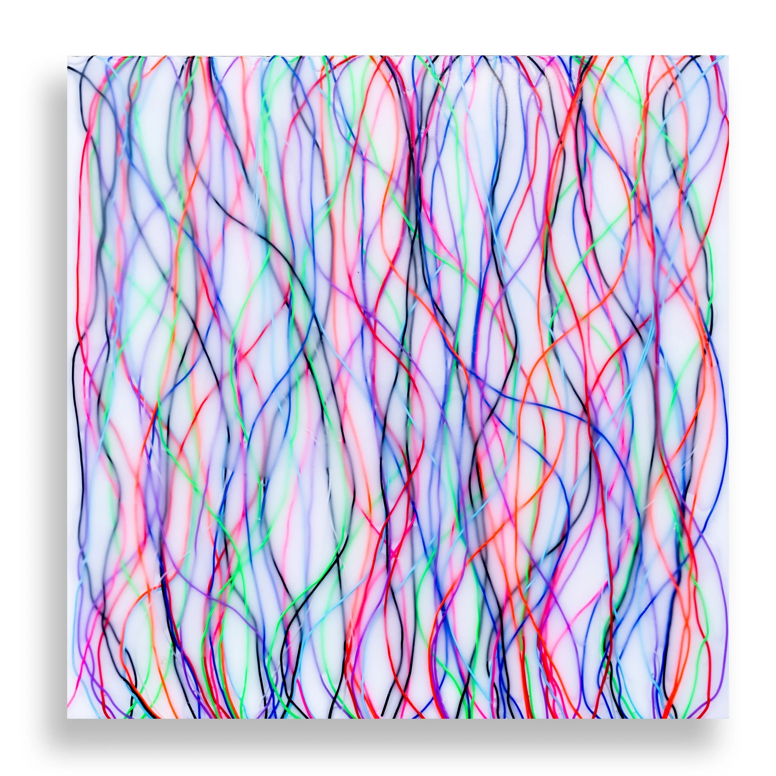 Daytime Nerves (2026) 24" x 24" monofilament in tinted epoxy on ACM