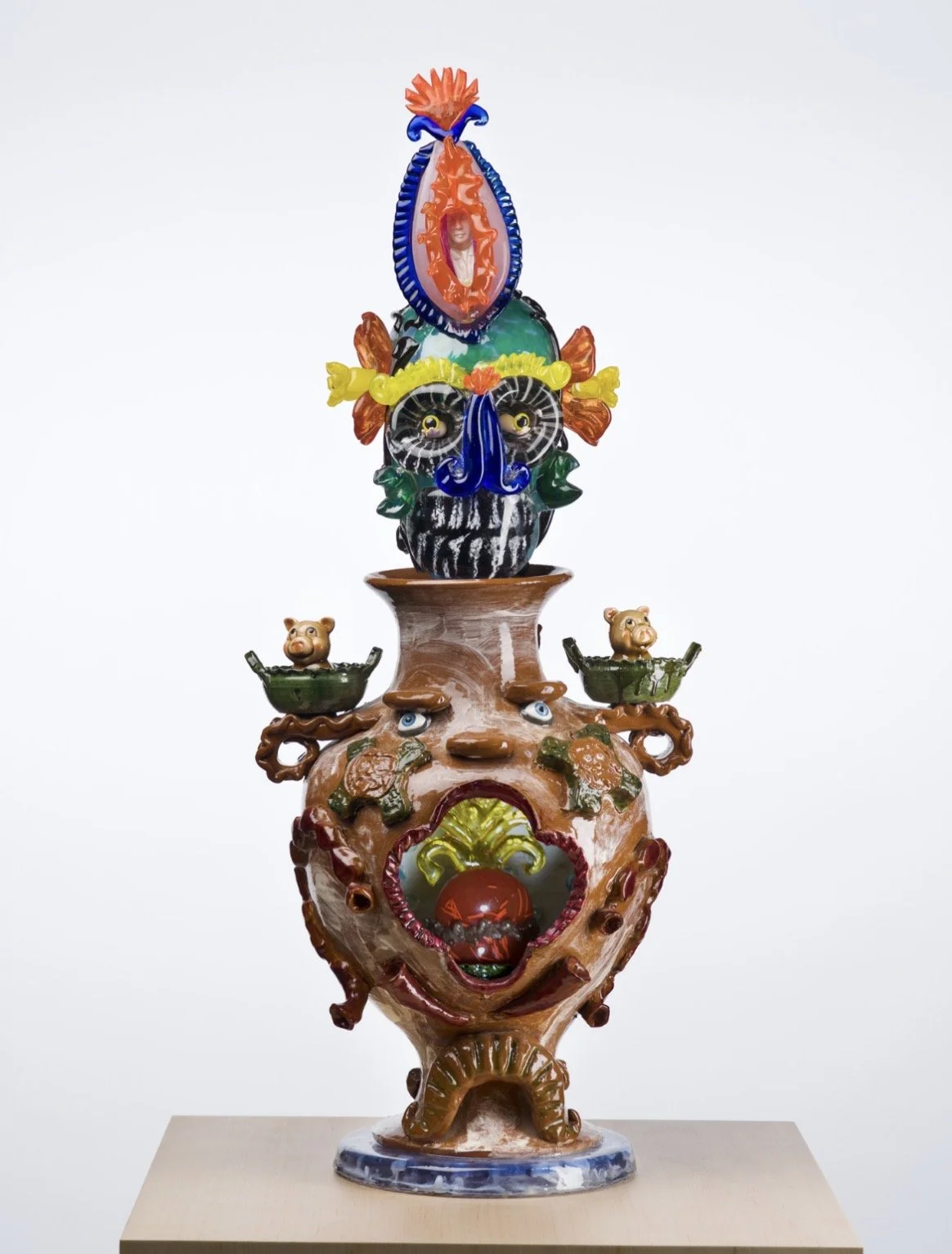 Colorful ceramic scultpure by the de la Torre Brothers. 