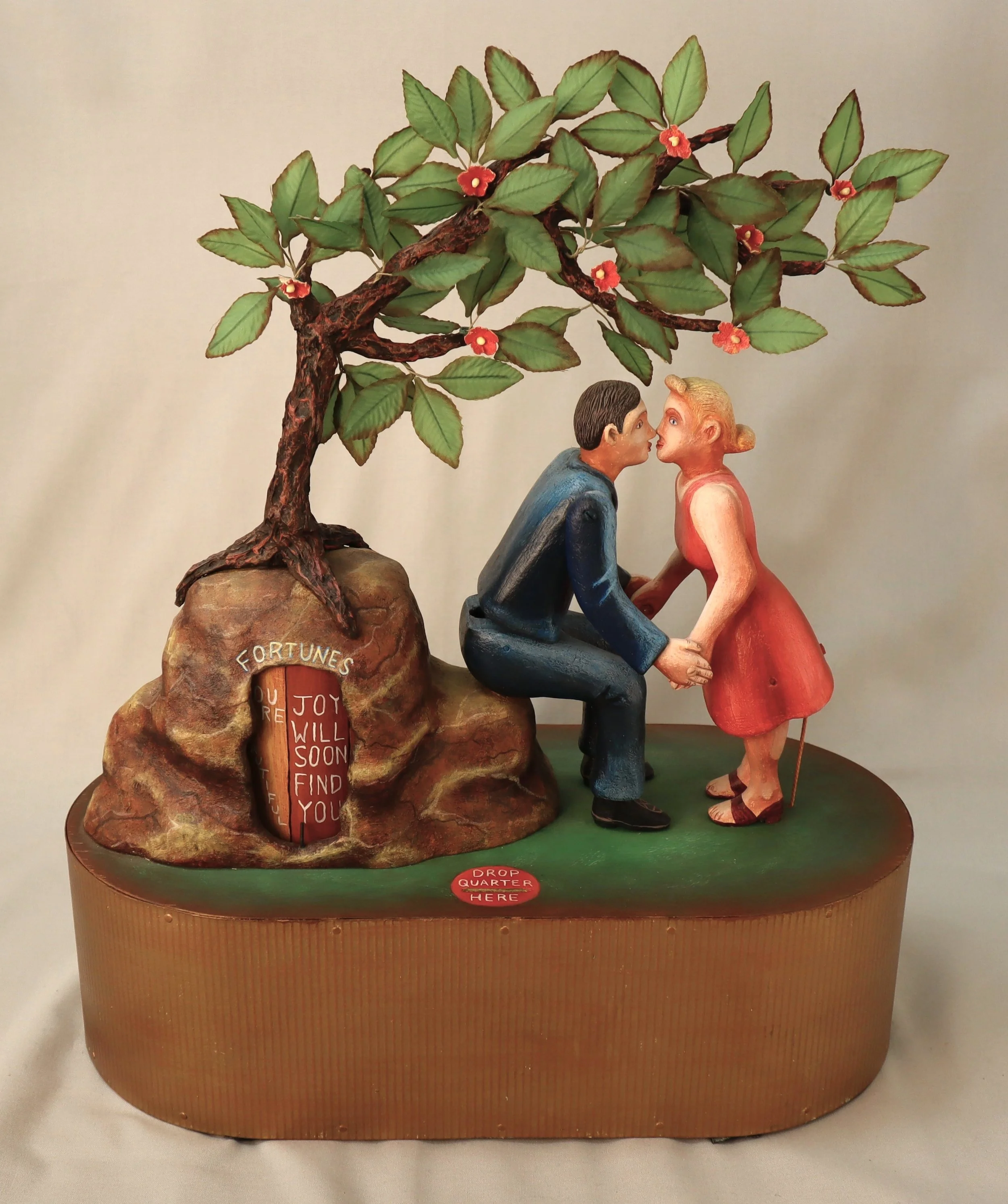  Dean Lucker (American, active since 1987).  Kissing Couple Fortune Telling Machine , 1997. Wood, metal, plastic. Cafesjian Art Trust, 2024.319.1. 