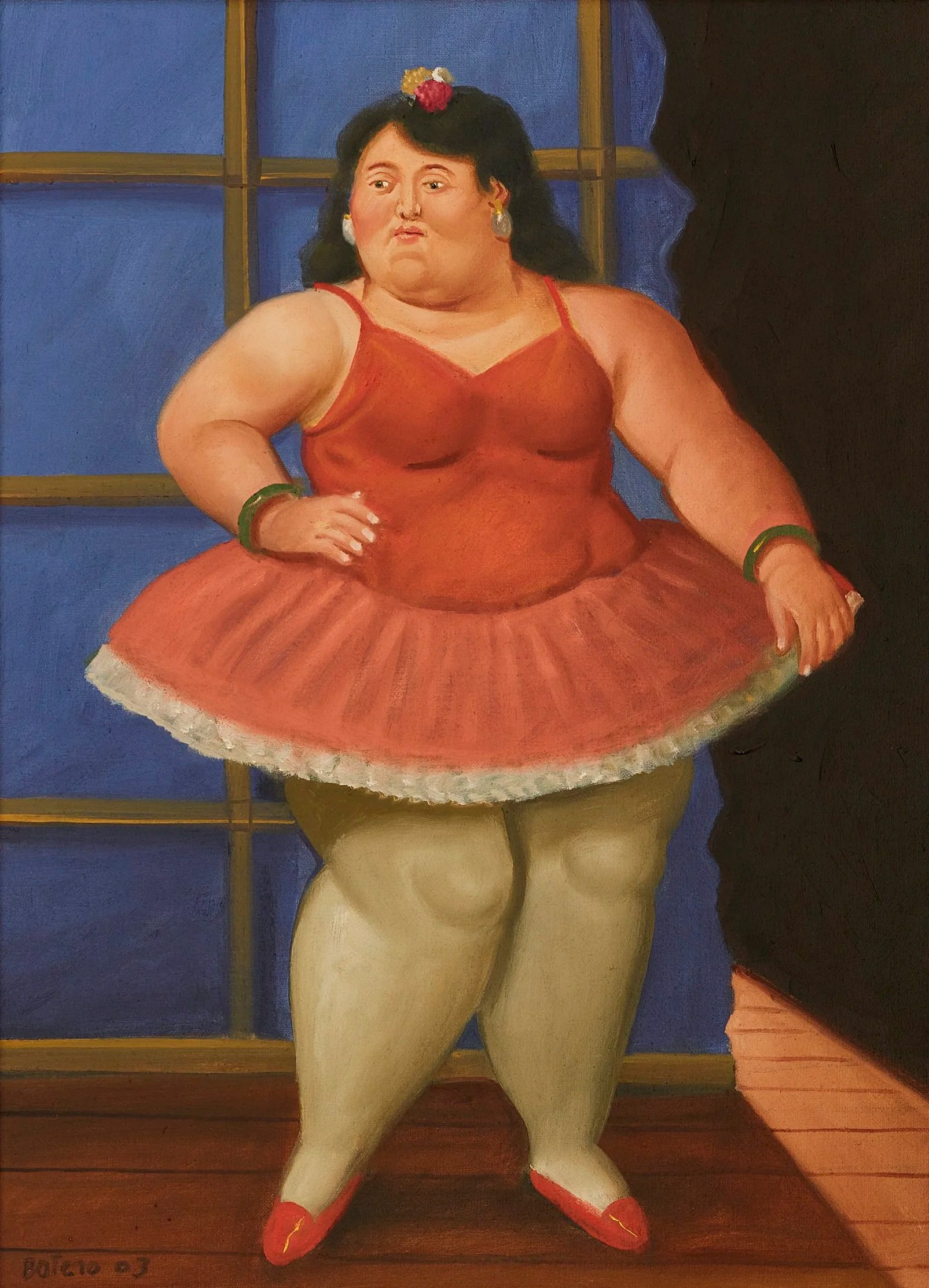  Fernando Botero (Colombian, 1932-2023) 
 Ballerina (Dancer) , 2003. Oil on canvas. 20 × 14 1/2 × 1 inches. Cafesjian Art Trust Museum, 2022.0584.1. © Fernando Botero Foundation