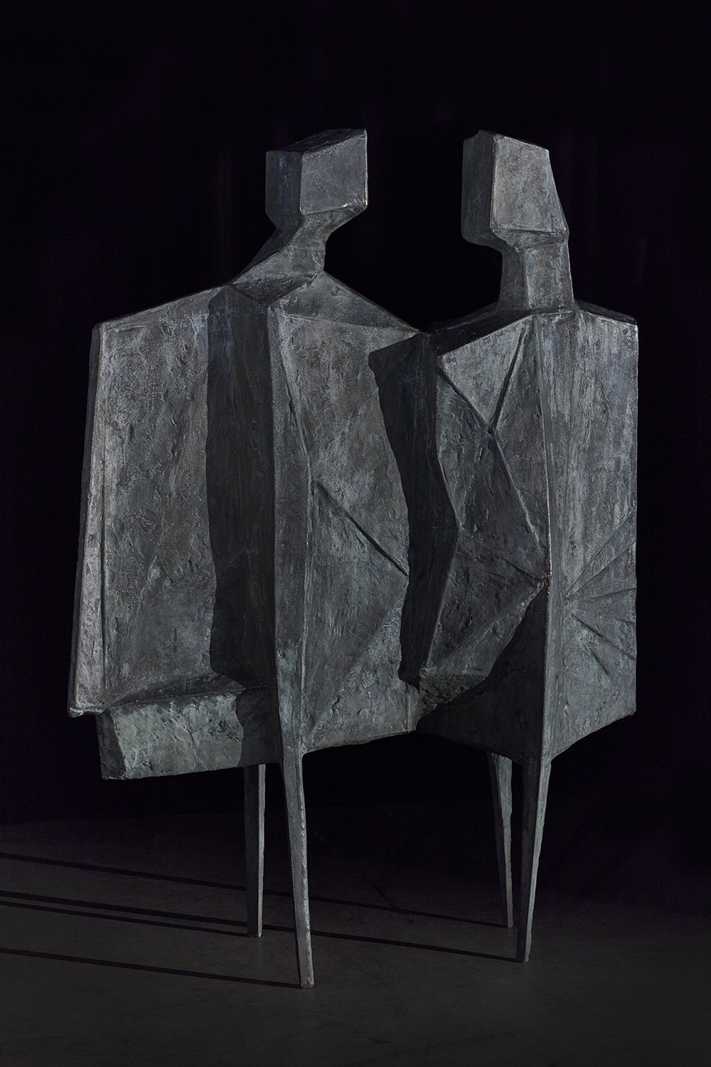 Lynn Chadwick (British, 1914–2003).  Two Watchers V, Second Version , 1967. Cast bronze. 56 1/2 × 38 × 11 3/4 inches. Cafesjian Art Trust 2022.1353.1. © the estate of Lynn Chadwick 
