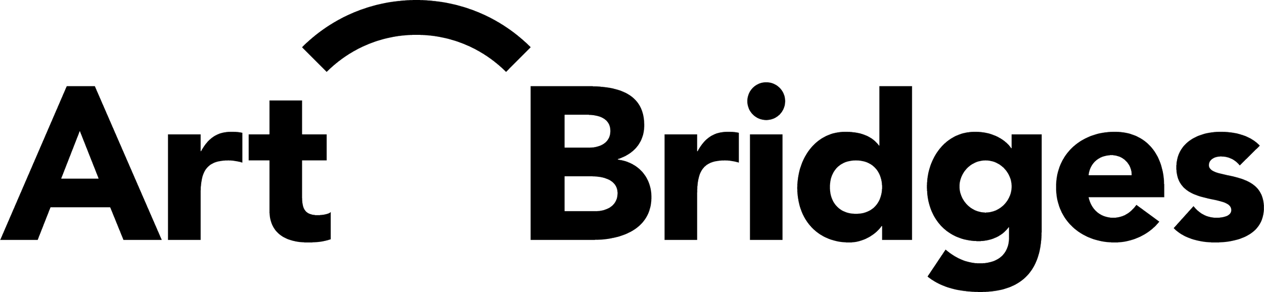Logo for Art Bridges featuring the words 'Art Bridges' with an arc above the word 'Art'.