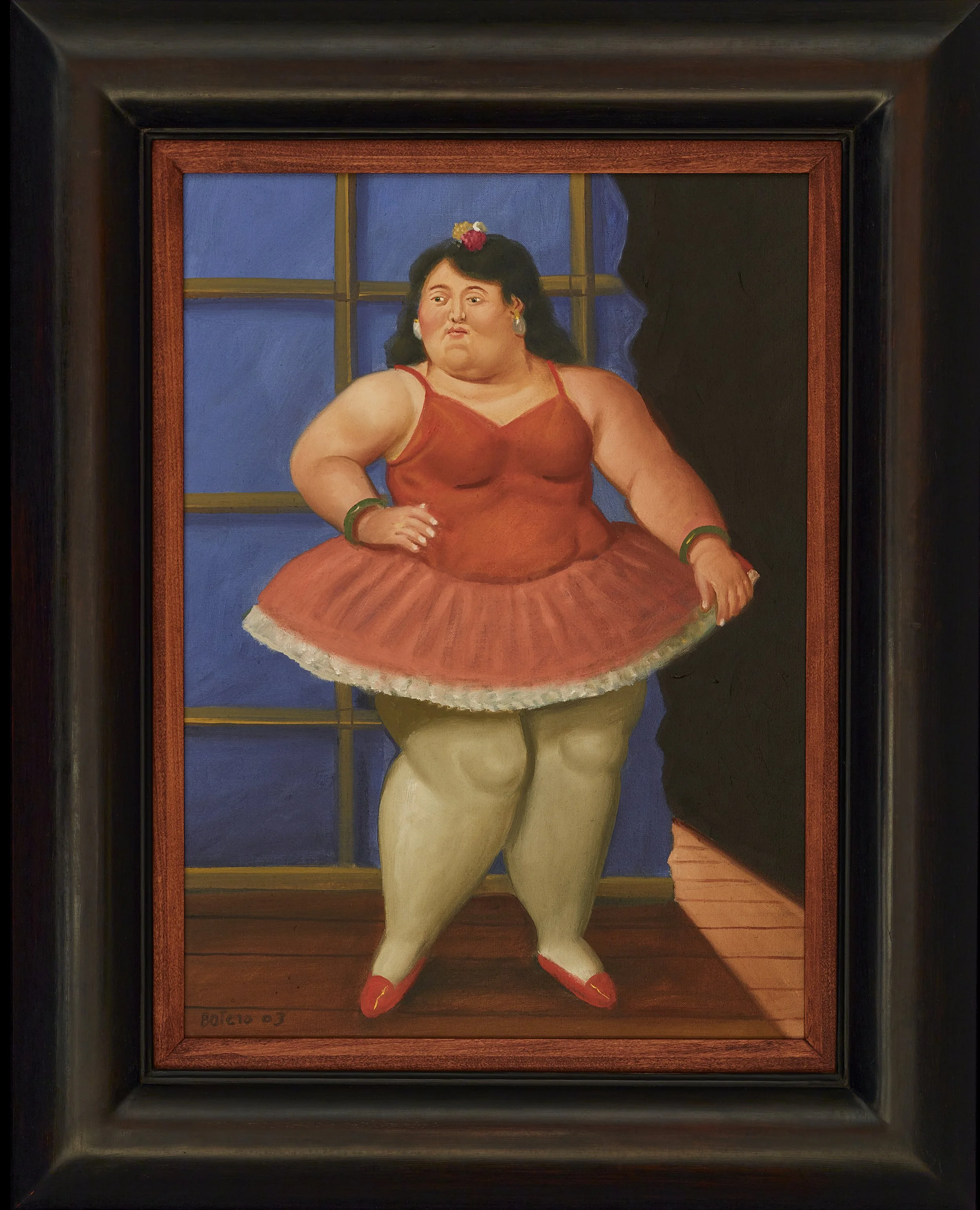 Fernando Botero (Colombian, 1932–2023).  Ballerina (Dancer) , 2003. Oil paint on canvas. 20 × 14 1/2 × 1 inches. Cafesjian Art Trust, 2022.0584.1. 