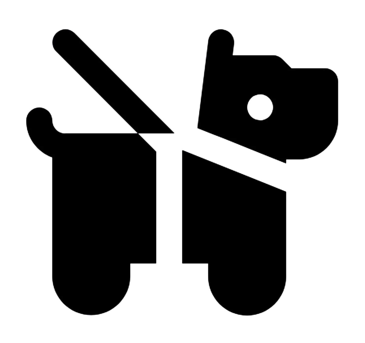 Silhouette of a hand in a fist bump with a camera, representing photography or taking a picture.