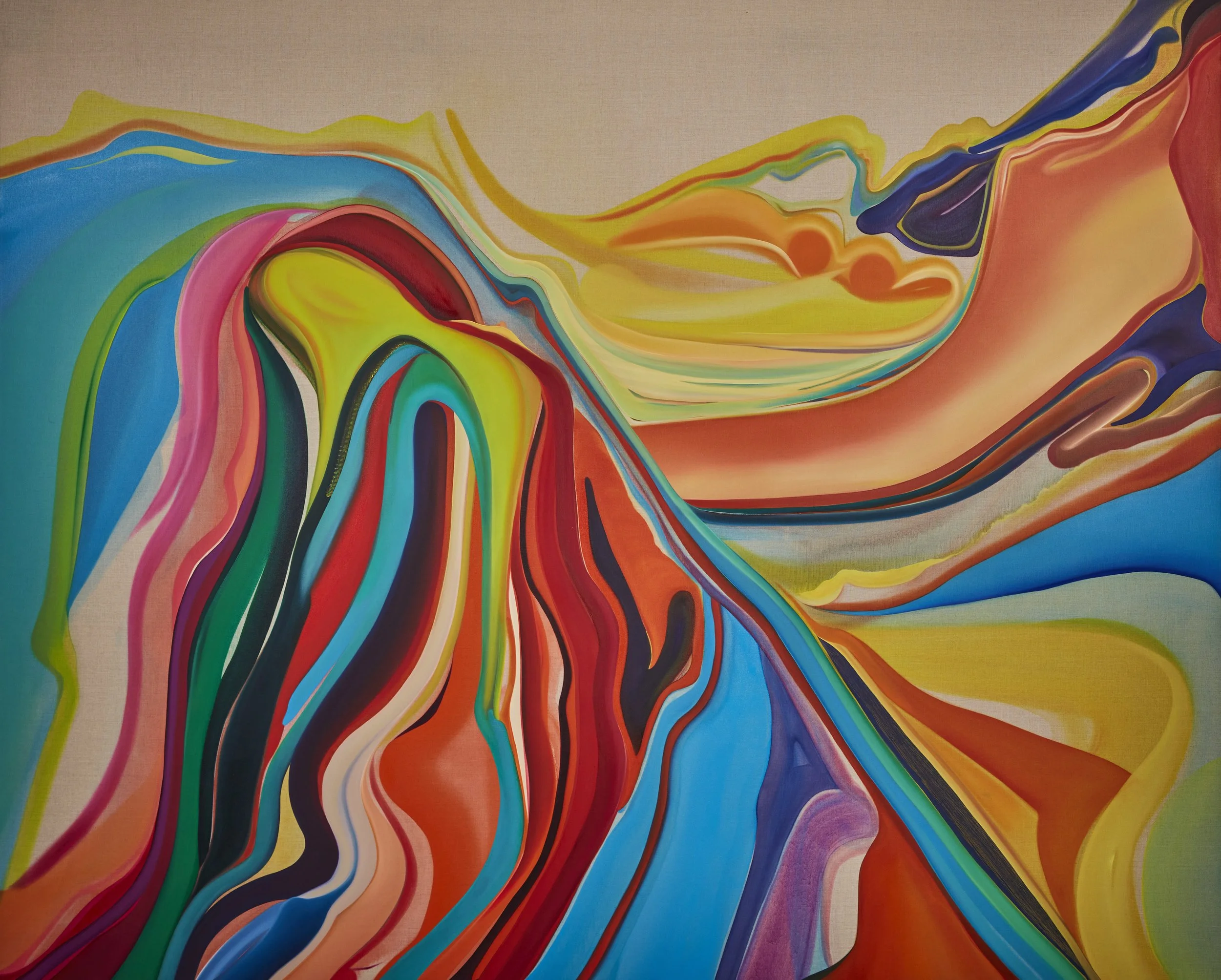 Jin Jeong (Korean America, b. 1992).  Monument Valley , 2022. Oil on linen. 68 x 82 inches.  Cafesjian Art Trust Museum. 2025.420.1. © Jin Jeong