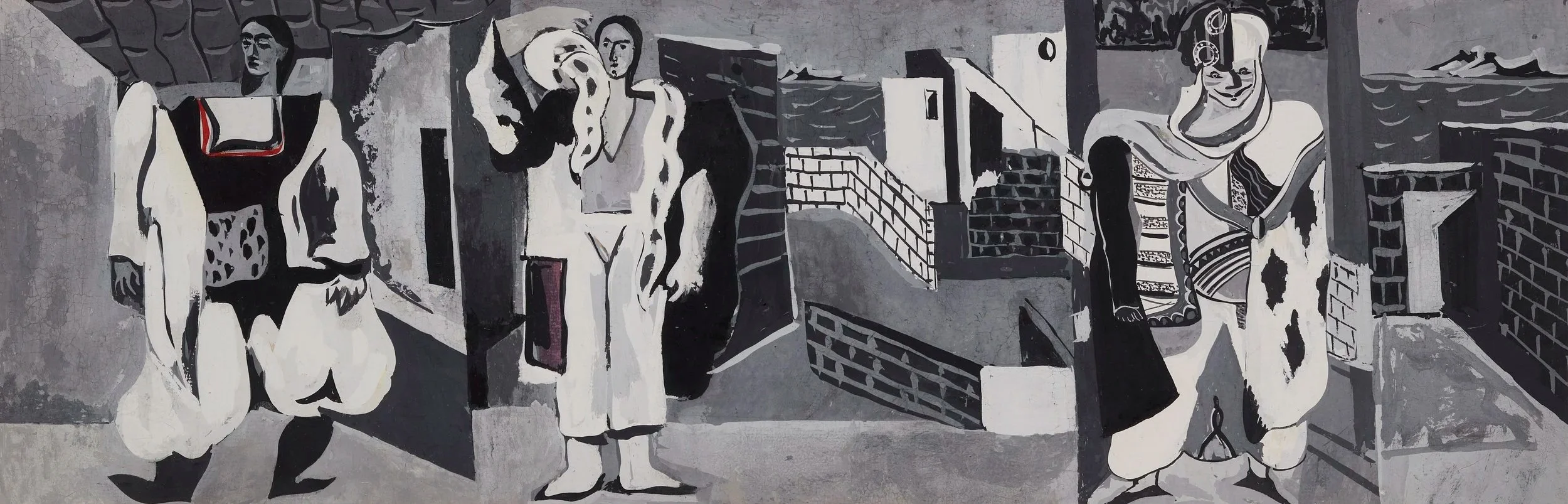  Arshile Gorky (Armenian-American, 1904-1948) 
 Three Figures , After Jean Lurçat, c. 1936. Gouache on paper, 11 1/8 x 24 3/4 inches. Cafesjian Art Trust Museum, 2022.2828.1. © Arshile Gorky Foundation