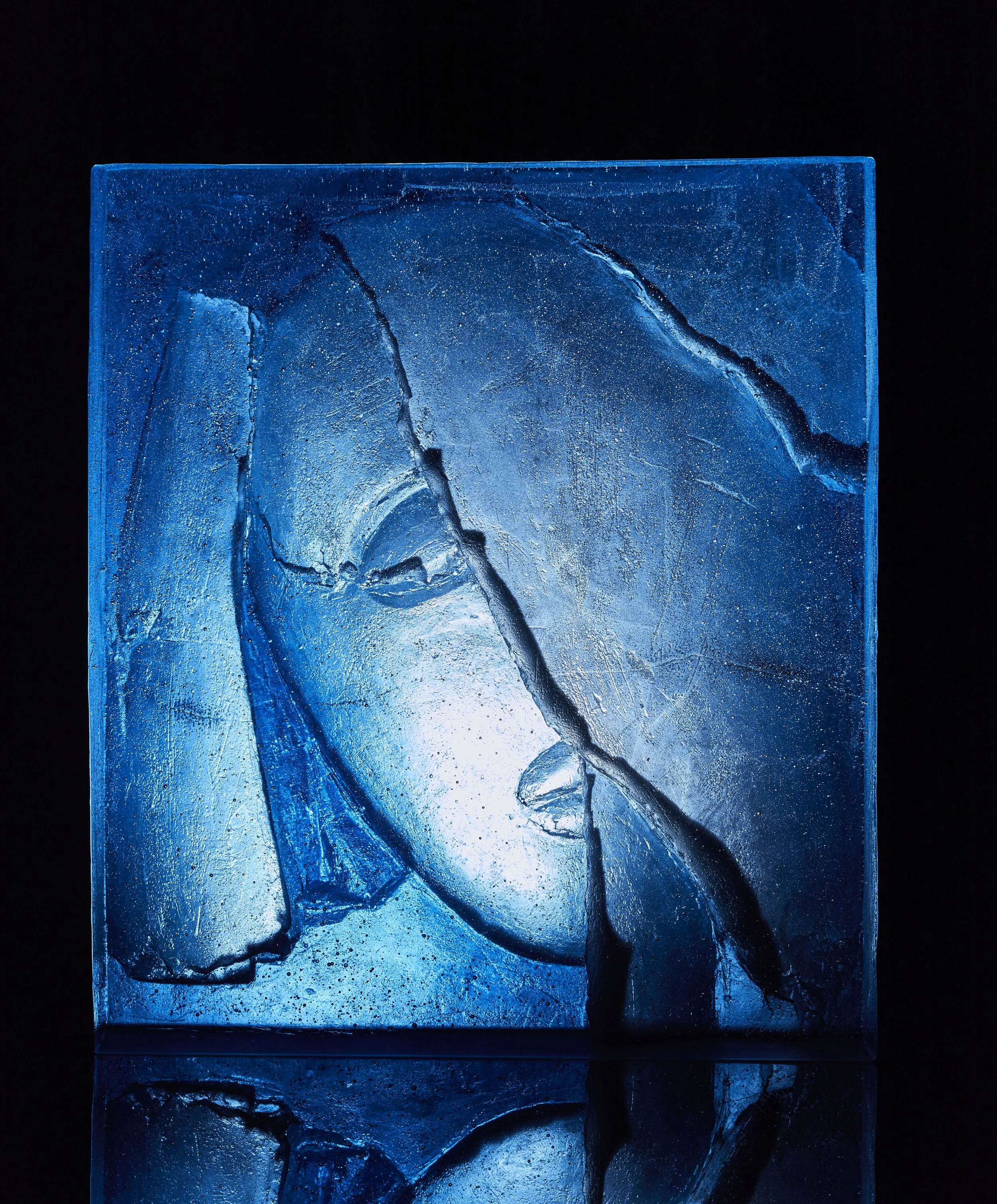 Ann Wolff (German, born 1941).  Blues , 2006. Cast glass. 23 x 20 x 8 inches. Cafesjian Art Trust 2022.0062.1. © Ann Wolff Foundation, Gotland 