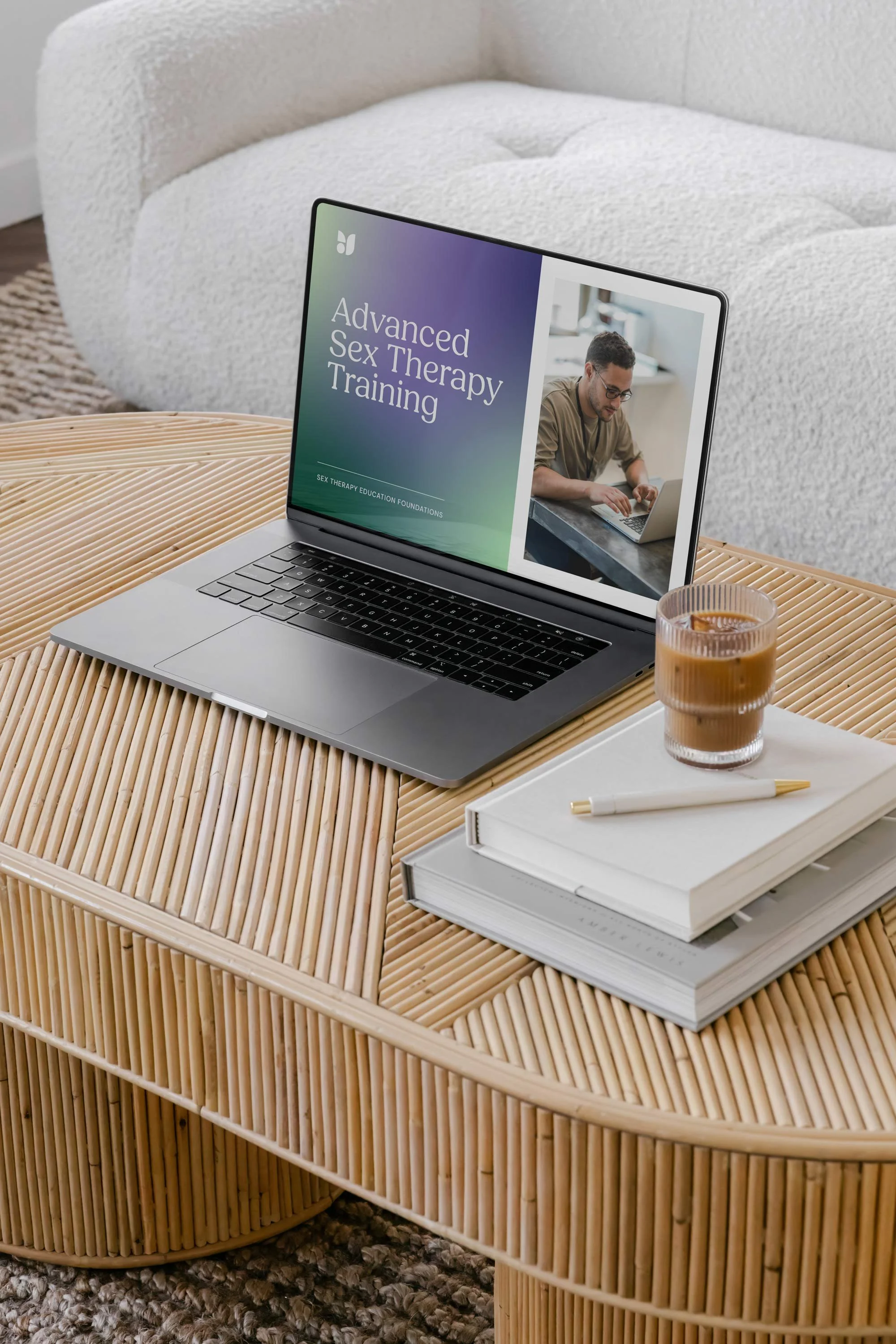 advanced sex therapy training course sits open on computer