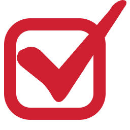 Red checkmark inside a square