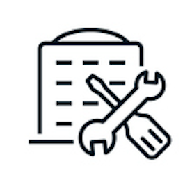 Icon of a document with a pencil and a wrench.